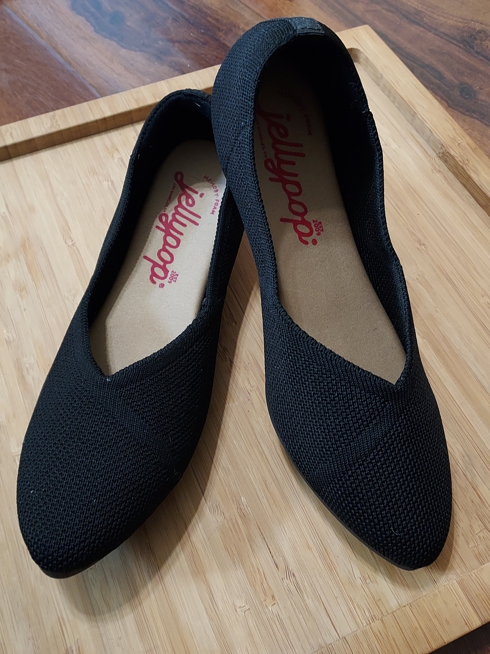 Jellypop Black Knit Pointed Slip-On Flats